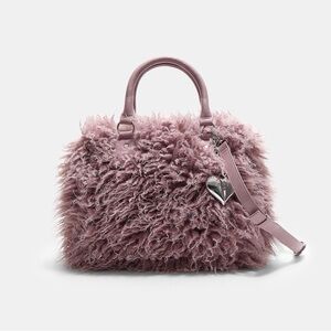Stradivarius Pink Fluffy Satchel
